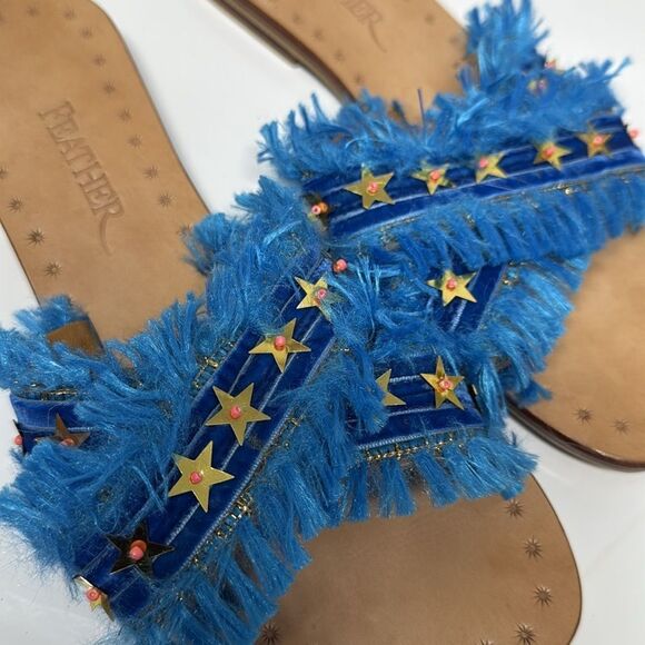 Blue FEATHER Sandals with Star Accents - Size 9 - BRAND NEW NWOB - Picture 4 of 4